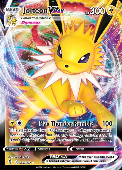 Jolteon VMAX 51 203 Evolving Skies Sword Shield Pokemon Trading