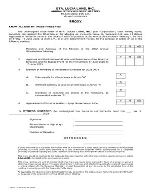 Fillable Online Sta Lucia Land Inc Issues Notice Of Annual