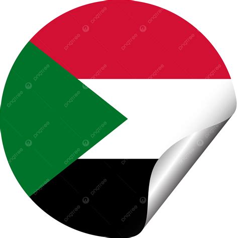 Sudan Round Flag Peeling Sticker Transparent Background Vector Sudan