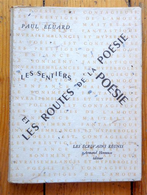 Les sentiers et les routes de la poésie par Eluard Paul Bon