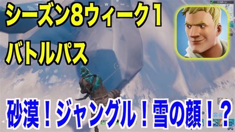 【フォートナイト】シーズン8 バトルパスチャレンジ ウィーク1 砂漠・ジャングル・雪の巨大な顔を訪れる｜ゲシピ