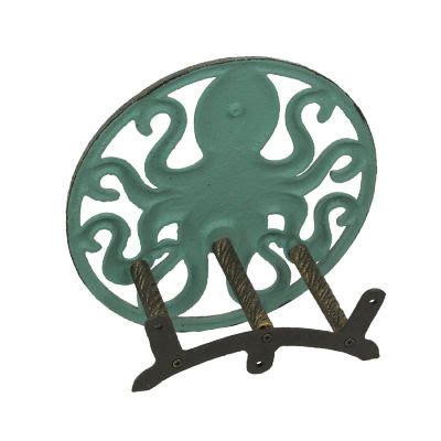 Zeckos Verdigris Cast Iron Octopus Decorative Wall Mounted Hanging