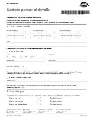 MLC MasterKey Update Personal Details Form Mlc Fill And Sign