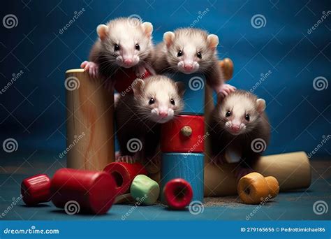 Playful ferrets stock illustration. Illustration of play - 279165656