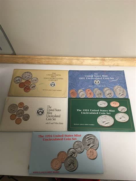 5 United States Mint Uncirculated Coin Sets 1990 1994 Property Room