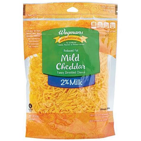 Review Wegmans Fancy Shredded Reduced Fat Milk Mild Cheddar