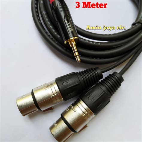 Jual Kabel Jack Mini Stereo 3 5 To Dual Xlr Female 3 Meter Shopee