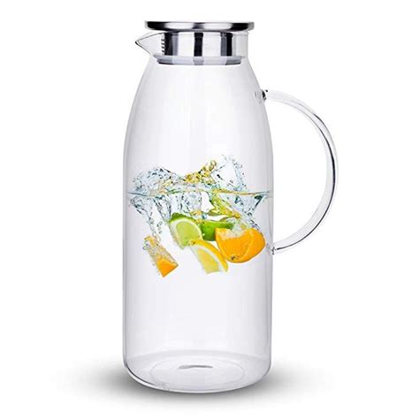 Purefold 100 Ounces Large Glass Pitcher With Lid Hot Cold Water