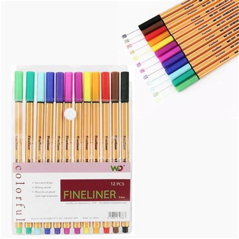 Kit 12 Canetas Coloridas Fine Line Ponta Fina 0 4 Mm Original Shopee