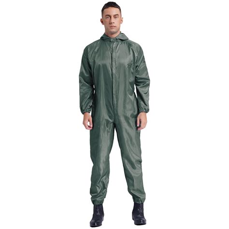 Eandarui Men's One Piece Work Uniform Jumpsuit Long Sleeve Hooded