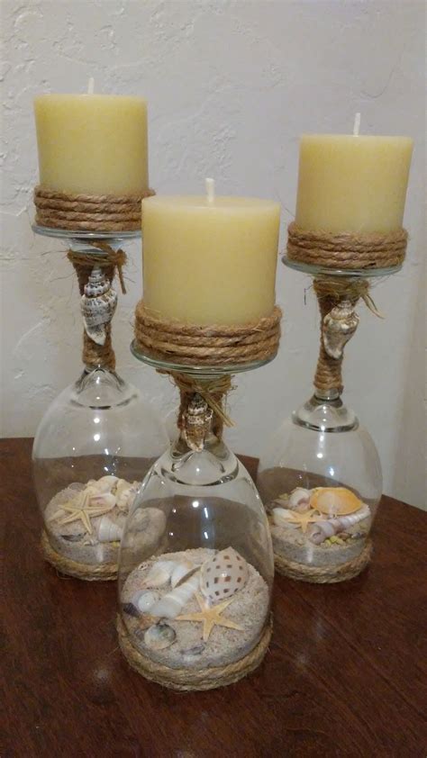 Etsy 30 Wine Glass Candle Holders With Sand And Shells By Prettybeachything Wine Glass