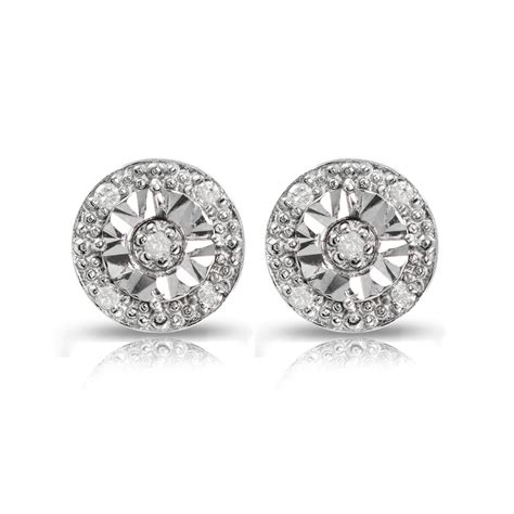 Sterling Silver Ct Diamond Miracle Set Round Stud Earrings Walmart