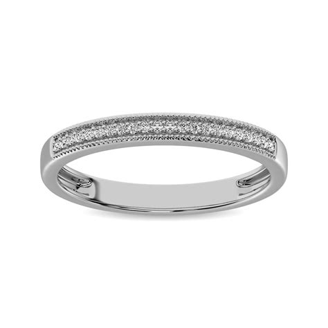 10k White Gold 1 10 Ct Tw Diamond Wedding Band Ring Unclaimed Diamonds