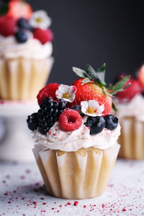 Vegan Vanilla Cupcakes With Fresh Berries Recipe Vegan Vanilla Cupcakes Desserts Savoury Cake