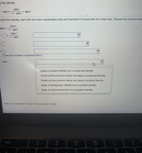 Solved Verify The Identity Tant Cost 1 Sint Sect Yo Chegg