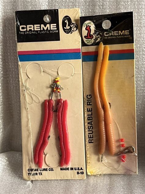 Vintage Large Lot Of Creme Worms Lures On In Original Packaging