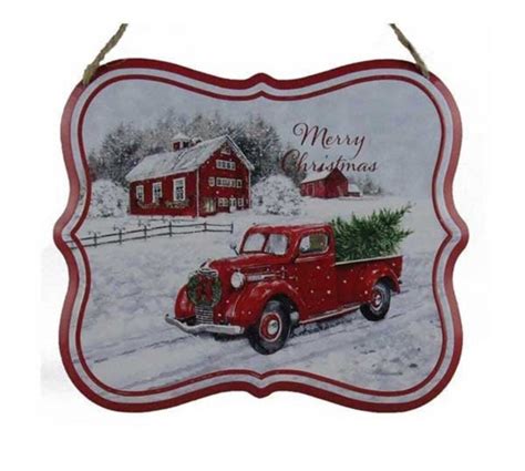 Vintage Red Truck Christmas Decor Bonbons Connexion