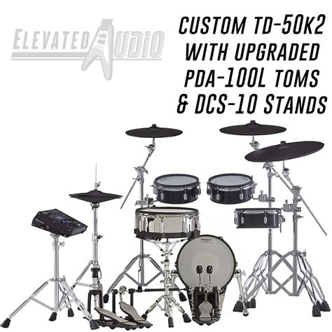 Roland TD 50K2 V Drum Kit W Upgraded PDA 100L Toms W Stands Reverb