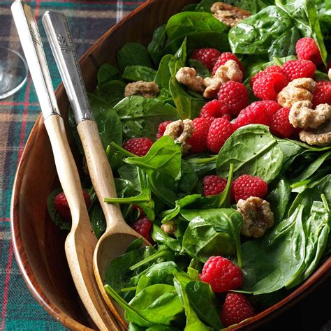 Spinach Salad With Raspberries And Candied Walnuts Recipe How To Make It