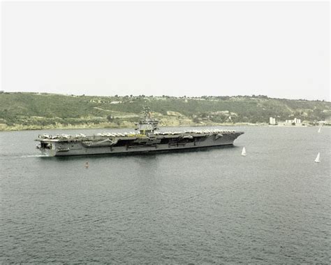 A Starboard Beam View Of The Nuclear Powered Aircraft Carrier Uss Enterprise Cvn 65 As It