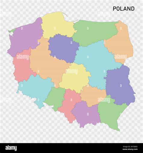 Isolated Colored Map Of Poland With Borders Of The Regions Stock Vector