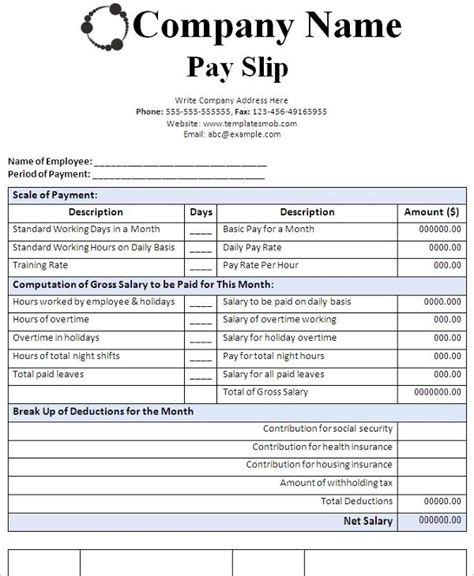 Salary Slip Templates 20 Ms Word And Excel Formats Samples And Forms