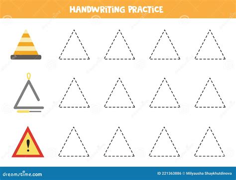 Trazos De Contornos De La Práctica De Escritura De Formas Triangulares