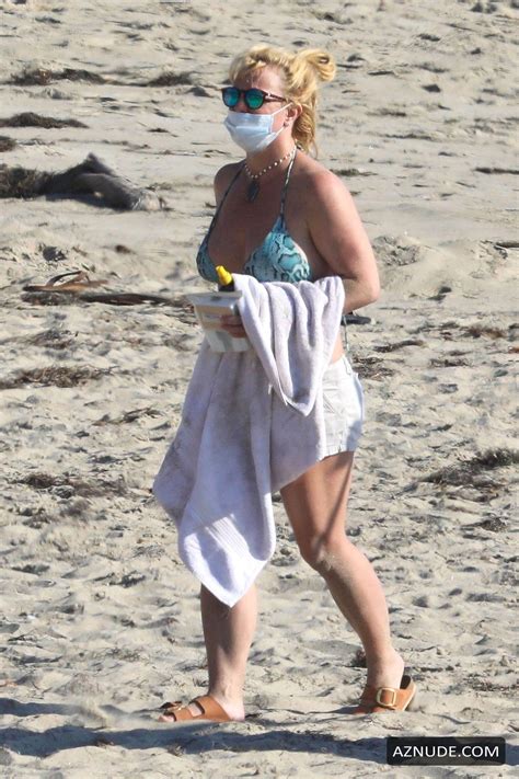 Britney Spears Sunbathes At The Beach In Malibu Piece Bikini Blazing Sunshine AZNude
