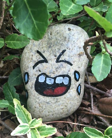 Angry Face Painted Rock