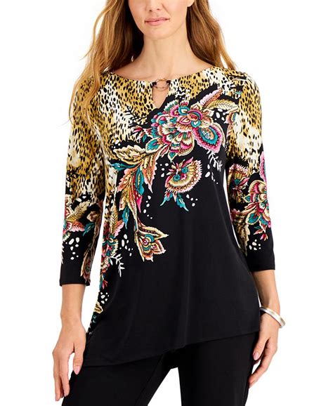 Jm Collection Printed Asymmetrical Top Created For Macys Macys