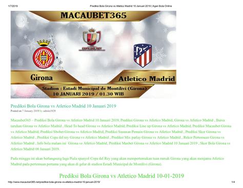 Calaméo Prediksi Bola Girona Vs Atletico Madrid 10 Januari 2019 Agen