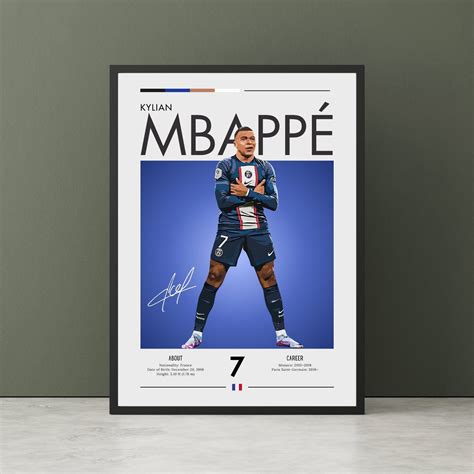 Kylian Mbappé Poster Mbappe Print Football T Sports Poster Foot