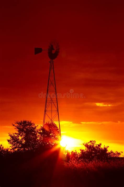Windmill At Sunrise Stock Photo Image Of Close Awesome 15550702