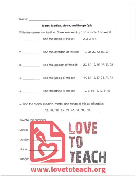 Mean Median Mode And Range Quiz With Answers