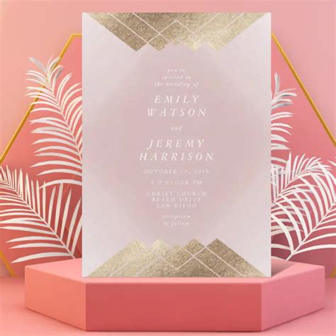 Geometric Pink Musk Gold Gatsby Wedding Invitation Zazzle