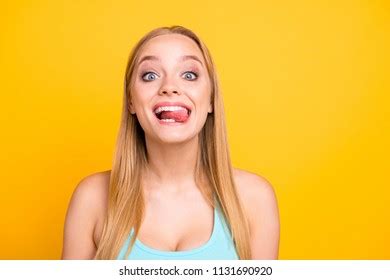 Portrait Cheerful Toothy Girl Naked Shoulder Stock Photo Shutterstock