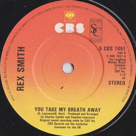 You Take My Breath Away Rex Smith 7inch Recordsale