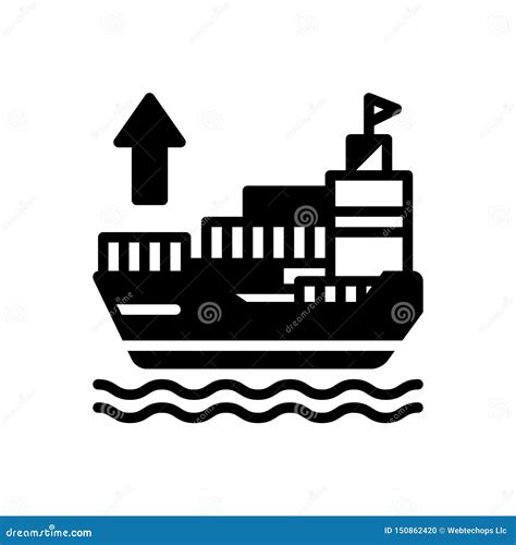 Black Solid Icon For Exporter Ship And Shipping Stock Vector