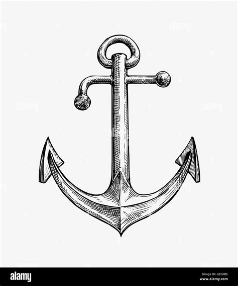 Hand Drawn Vintage Anchor Vector Illustration Stock Vector Image Art