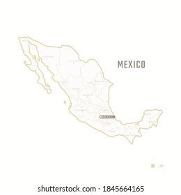 Map Mexico Border Cities Capital Each Stock Vector (Royalty Free ...