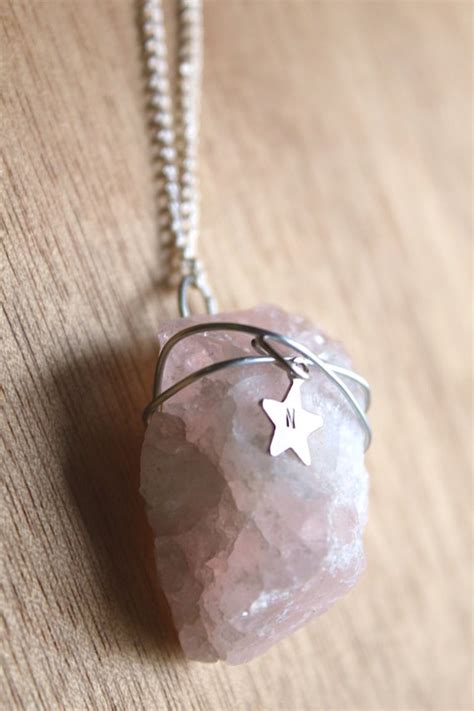 Genuine Raw Rose Quartz Necklace Healing Crystal Natural Stone