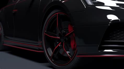 Premium Photo | A black audi with red trim and a black audi logo.