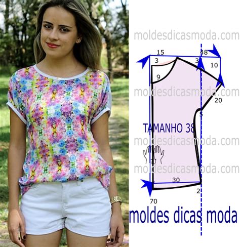 BLUSA FLORIDA LILAS Moldes Dicas Moda Vestido Sem Costura