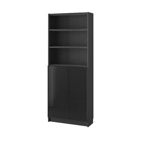 Billy HÖgbo Bookcase With Glass Doors Black Oak Effect 80x30x202 Cm 311 2x113 4x791 2 Ikea