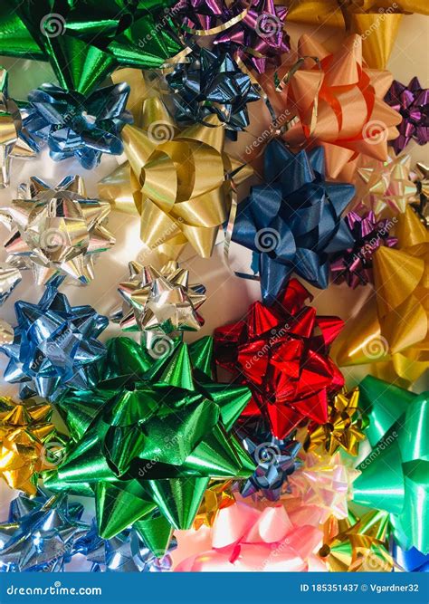 Christmas Bows for Parcels and Decoration Stock Image - Image of christmas, decorative: 185351437