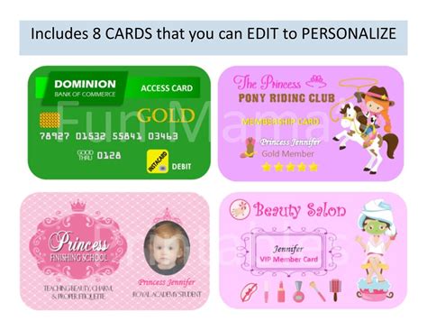 Pretend Play Printable Kids Play Cards Kids Credit Card Etsy