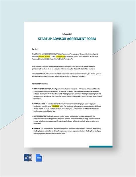 Investment Advisory Agreement Template