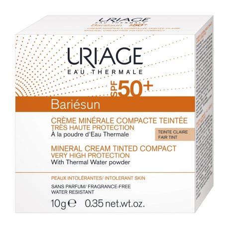 Uriage Bariésun Crème Solaire Minérale Teintée Compacte Spf 50 Clair 10g