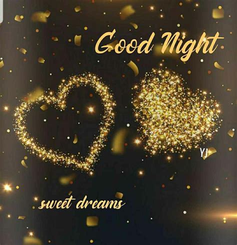 Good Night Sweet Dreams With Gold Glitter Hearts And Confetti