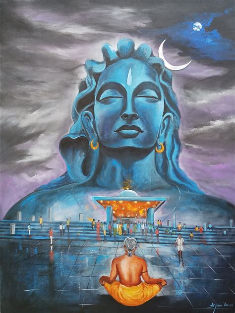 The Artist Has Made This Interesting Painting Of Aadiyogi Shiva Which